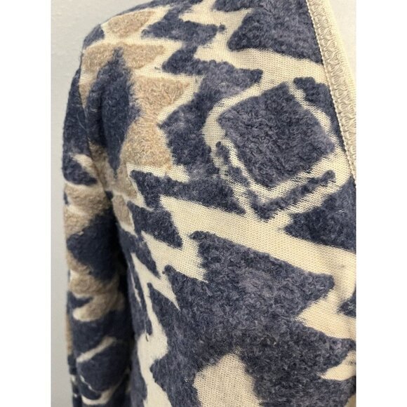 Lucky Brand Womens Western Open Front Cardigan Sweater Medium Brown Blue Fringe - Picture 3 of 10
